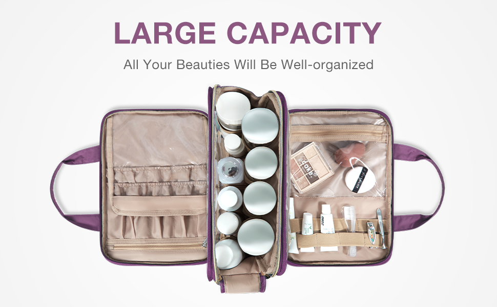 BAGSMART Large Toiletry Bag, Travel Makeup Organizer Water