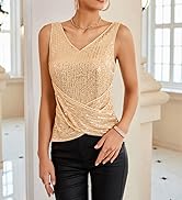 GRACE KARIN Damen Pailletten Oberteil Tops Ärmellos V-Ausschnitt Weste V-RÜcken Tank Top Überkreu...