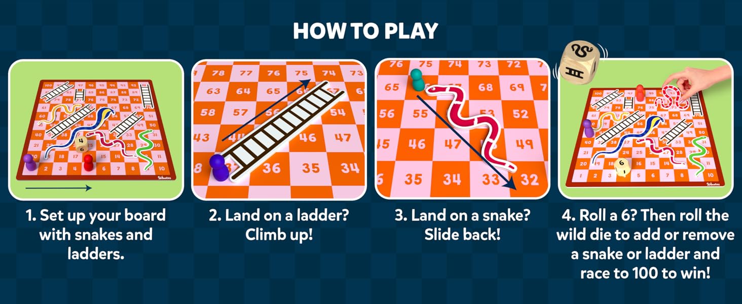reusable magnetic game, movable snakes & ladders, fun for ages 4, 5, 6, 7 and up