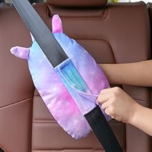 Basumee Unicorn Gurtpolster Kinder Auto Sicherheitsgurt Schulterpolster  Gürtelkissen Schutzkissen und Samtbeutel Groß für mehr Komfort auf der Reise  : : Baby