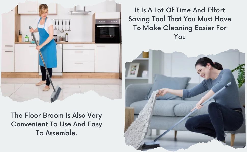 Soft Bristle Indoor Kitchen Sweeping Broom Modern Silver And Black