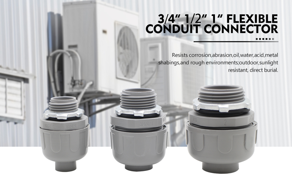 AIRTAK FNMCB Liquid Tight Connector 1 Inch UL Listed PVC Flexible
