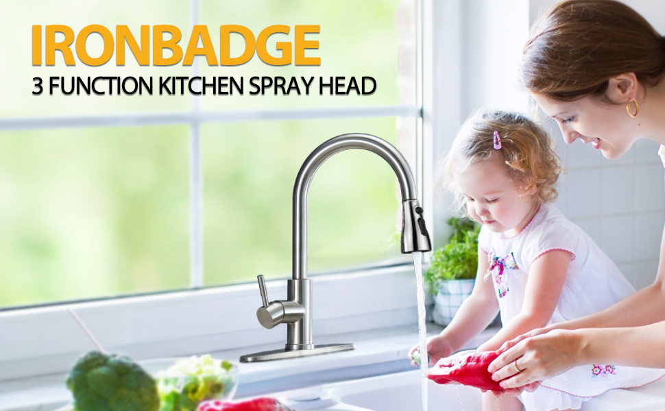 Pull Down Sink Sprayer Head for Kitchen Faucet, 720° Rotatable, 3