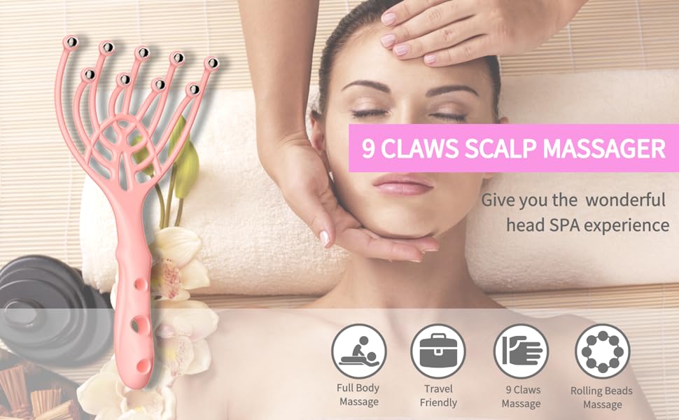 WEASEU Scalp Massager, Handheld SPA Head Massager, 9 Claws Massage for Hair Growth