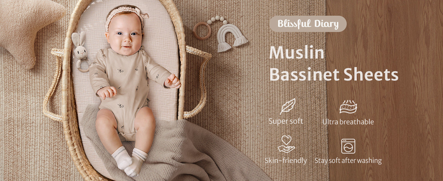 Blissful Diary Muslin Sheets for Baby Girls Boys