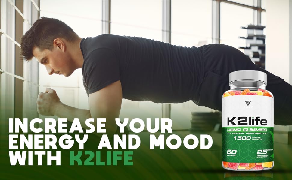 (2 Pack) K2life Hemp Gummies, K2 Life Maximum Strength Hemp
