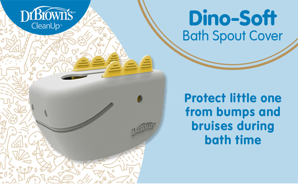 Dino-Soft Bath Spout Cover-Dino shaped faucet cover lets water flow freely + protects your child