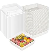 Garypol 80 Pack Small White Square Charcuterie Boxes with Clear Lids, 5 Inch Disposable Food Cont...