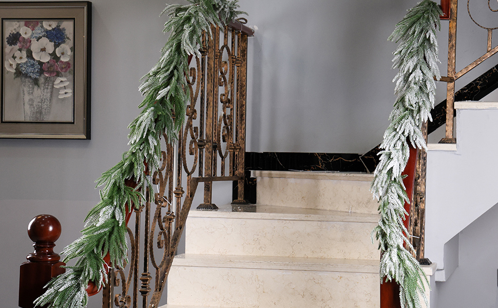 Snow Flocked Norfolk Pine Garlands