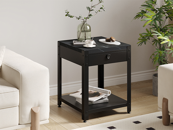 Amazon.com: Night Stand with Gun Drawer - Bedside Table with