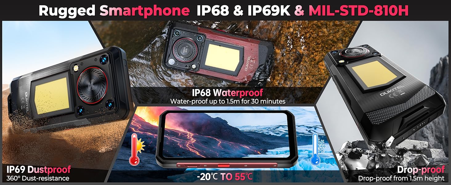 OUKITEL WP56 5G rugged smartphone unlocked Android 15 with camping light