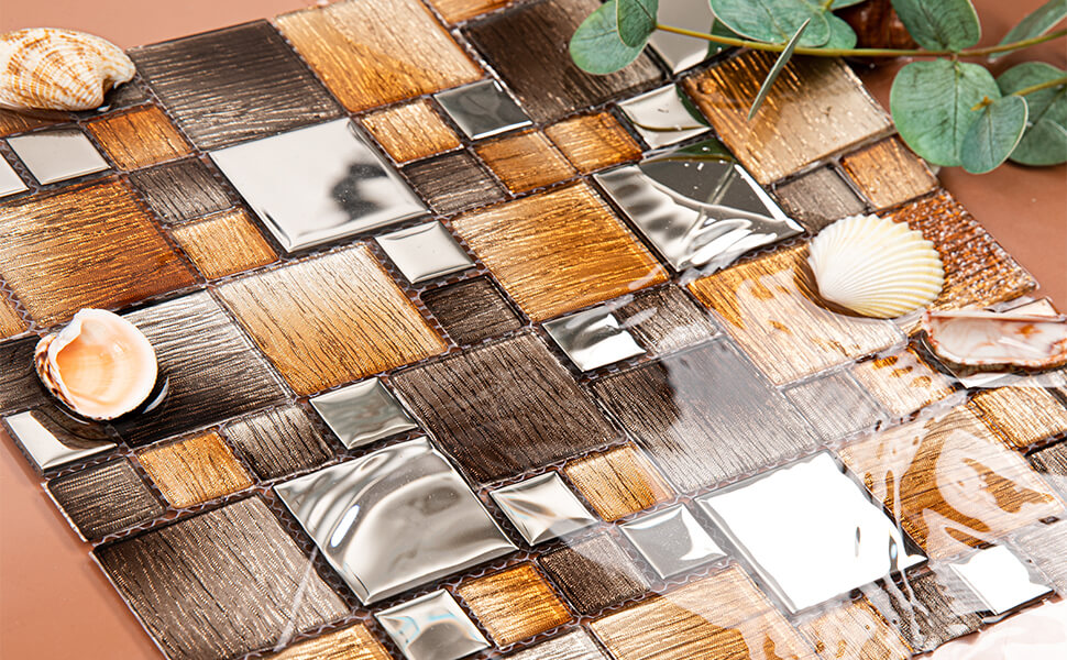 Brown/Silver mirror glass mosaic tile for kitchen bathroom backsplash shower wall subway glass tile