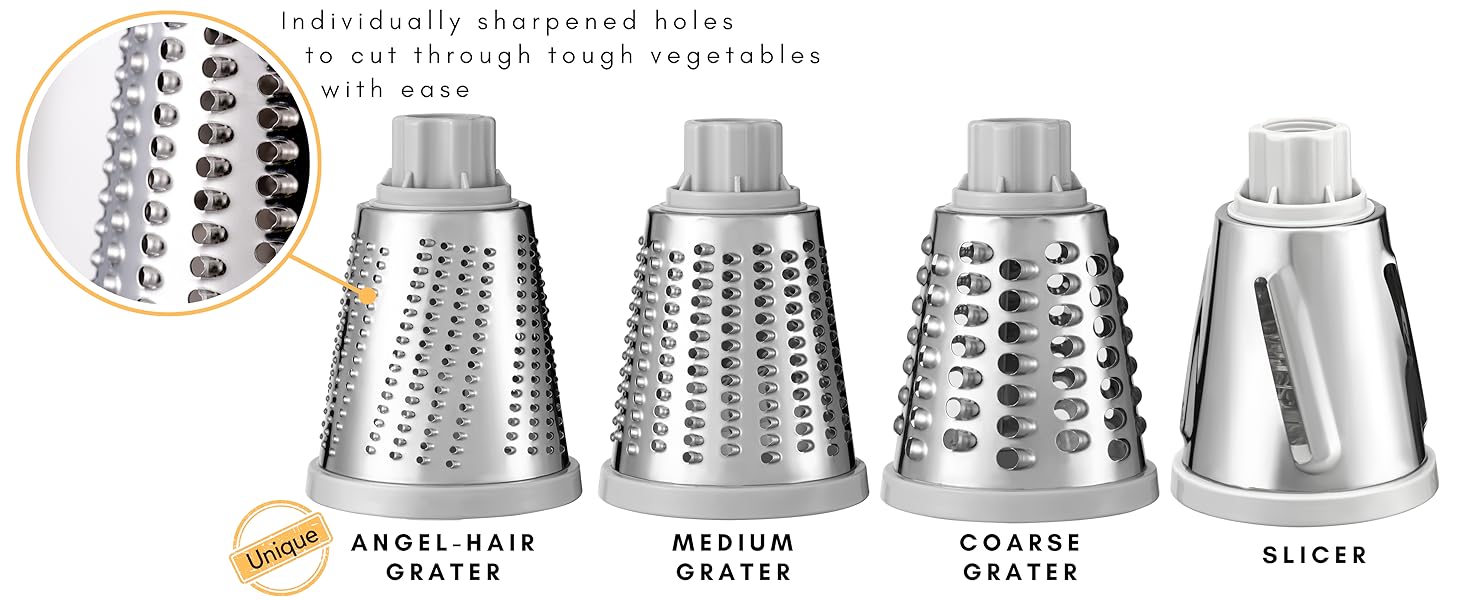 Brieftons Rotary Grater vegeable shredder with 4 blades