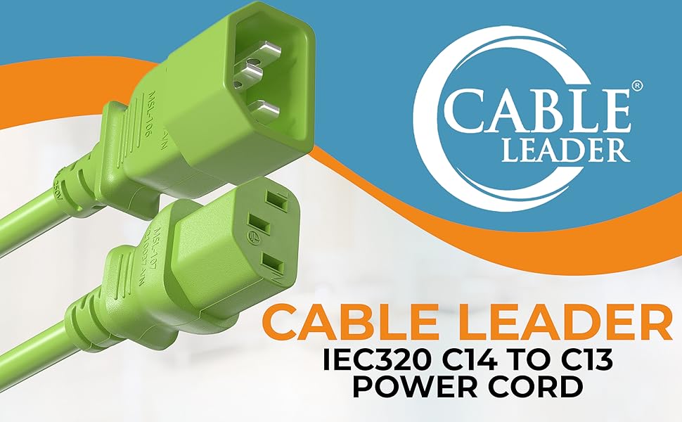 IEC-320 C13 to C14 Heavy-Duty Power Extension Cord 18 AWG 10A/250V SJT