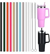 Alink 10 Pack Silicone Replacement Straws for Stanley 40 oz 30 oz Tumbler, 12 in Long Reusable Pl...