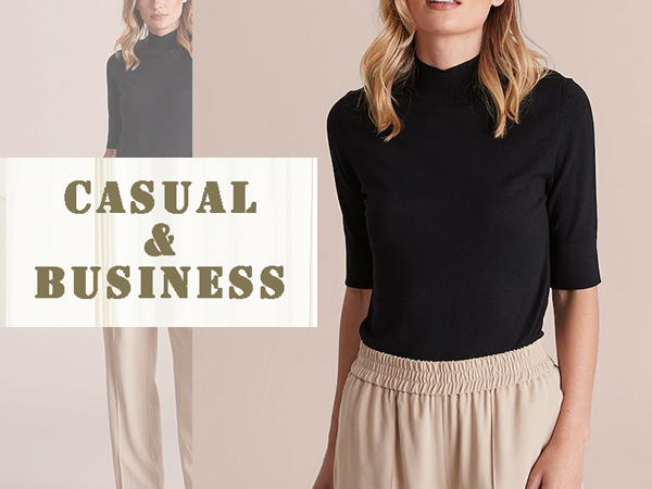 ae7xs4MOCK NECK SHIRTSとpants M T 4 YOU Womens Short Sleeve Mock Turtleneck Business