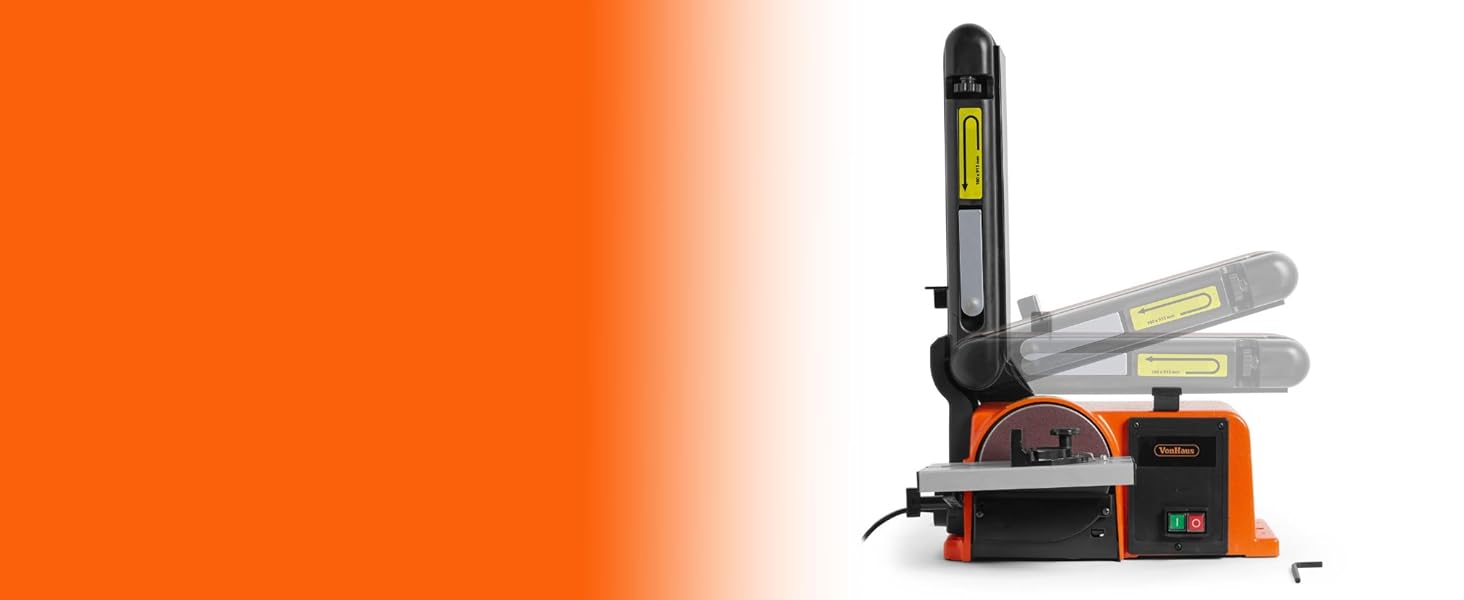 VonHaus Benchtop Belt & Disc Sander, 100mm x 915mm, with Cast Iron Base