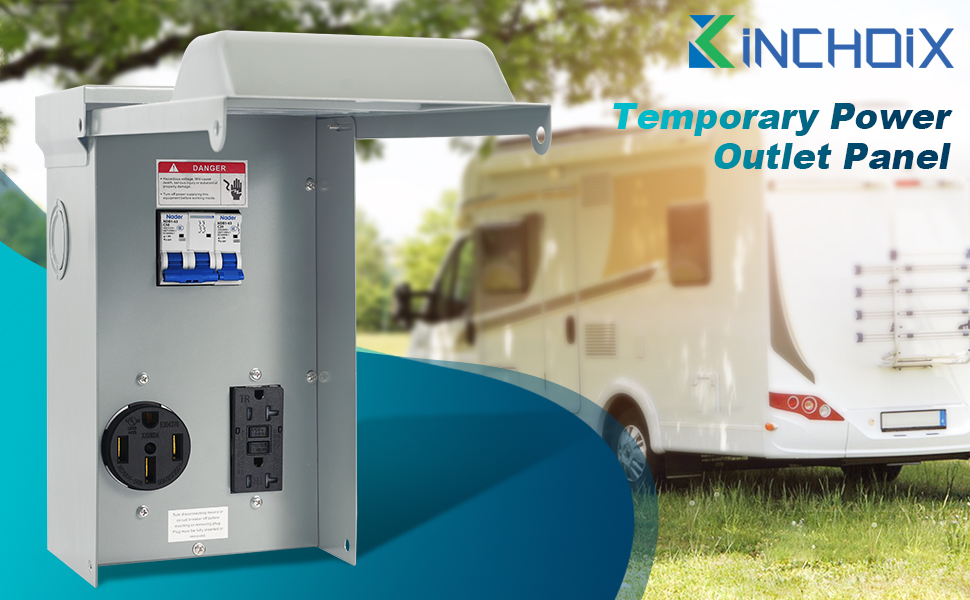 Kinchoix Temporary Power Outlet Panel with 20 50 Amp RV Receptacle