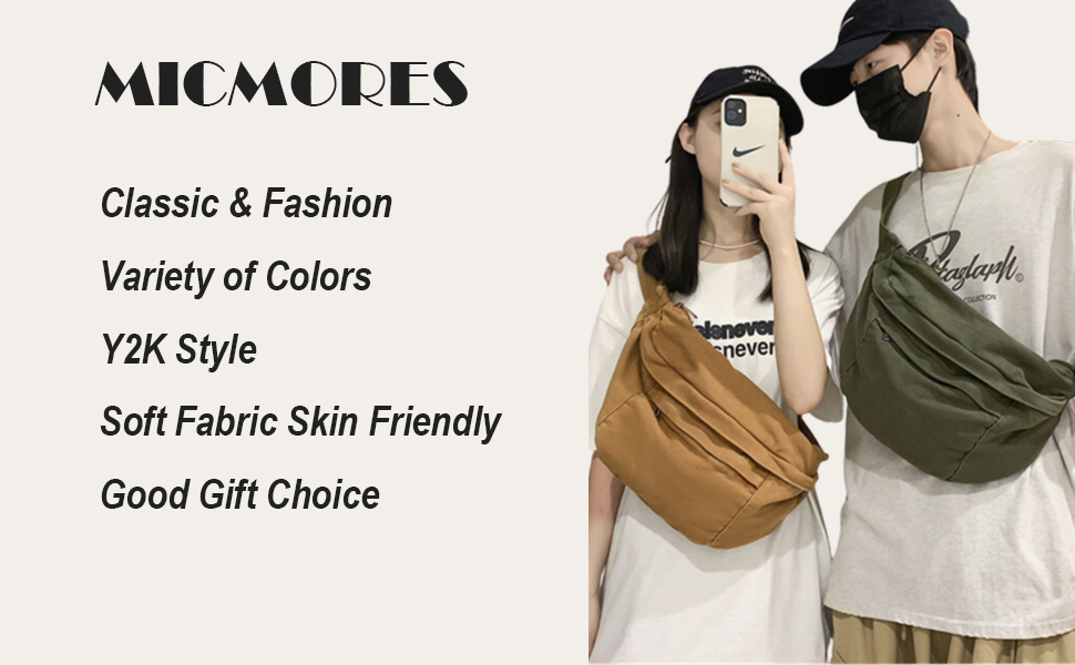 Crossbody Bag Fanny Pack for Women Men, Waist Pack Large