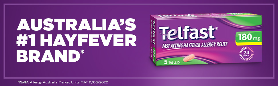 Telfast,Hayfever,Allergy,Relief,180mg,Antihistamine,Non-drowsy,sneezing,runny,nose,itchy,skin,rash