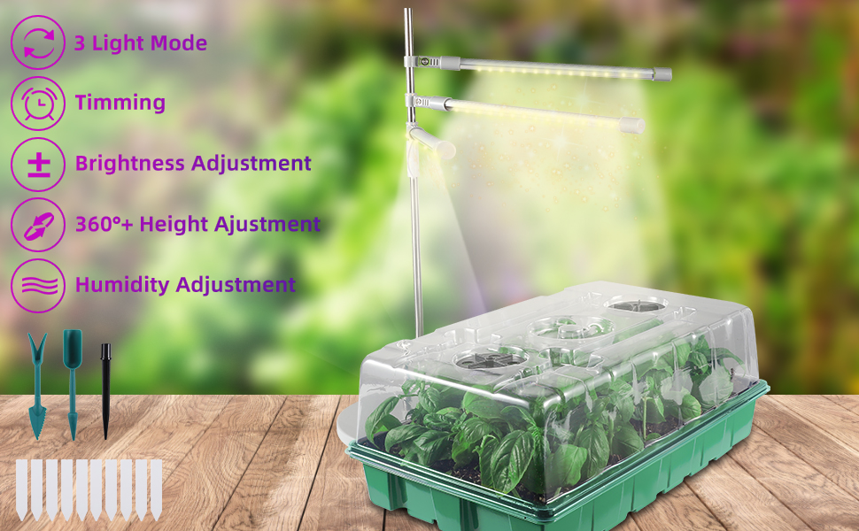 Adawook Seed Starter Tray with Grow Lights, 40 Cells Seed