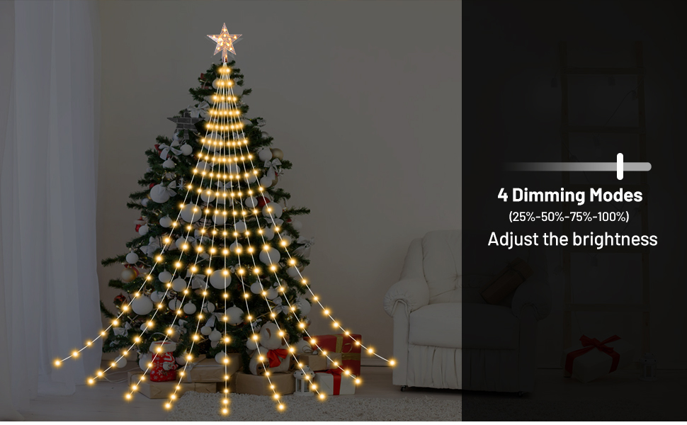 Outdoor Christmas Tree Lights Waterproof USB Powered with Remote, Timer