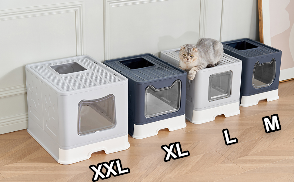 Vealind Jumbo Cat Litter Tray Large with Hood, Covered Cat Litter Box