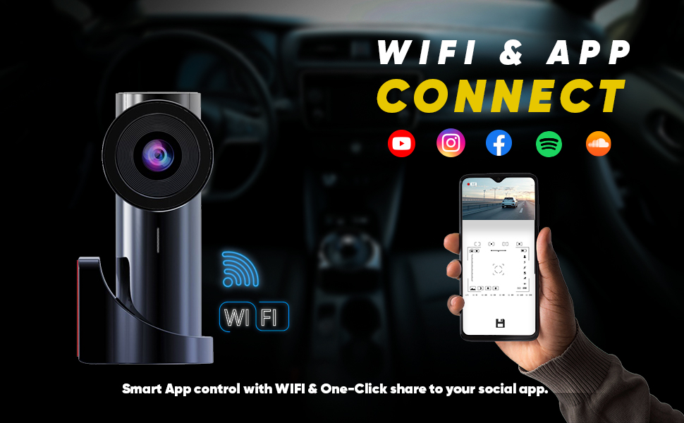 GoMechanic Vision Pro Full HD 1080p Car Dash Cam with WiFi Support, G