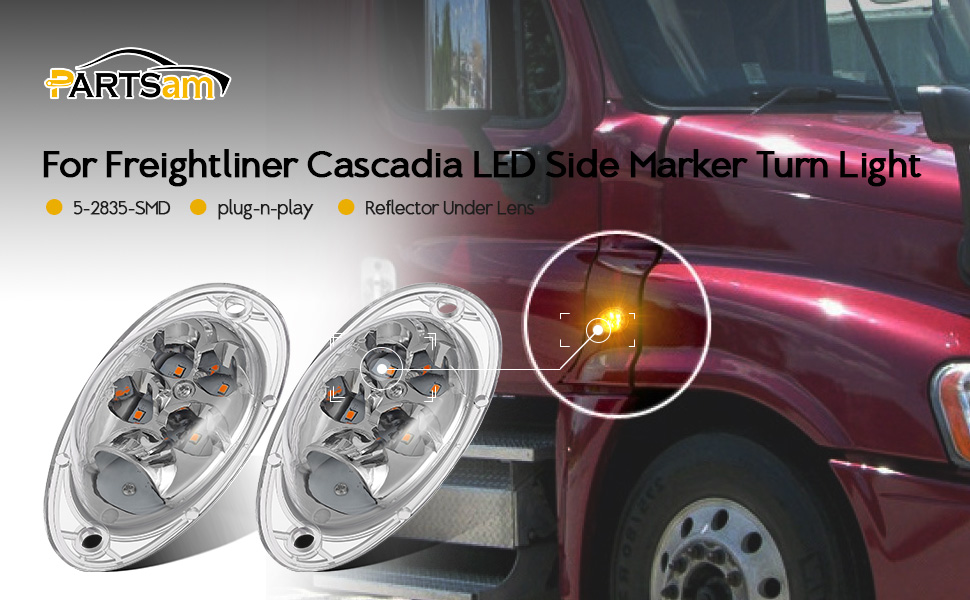 Partsam Freightliner Cascadia Luces LED de señal de giro