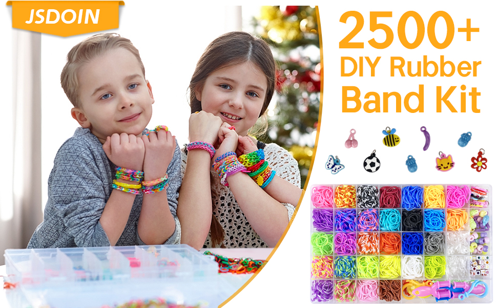 Jsdoin 2500+ Loom Bands Kit, 30 Colors Loom Rubber Bands with Clips