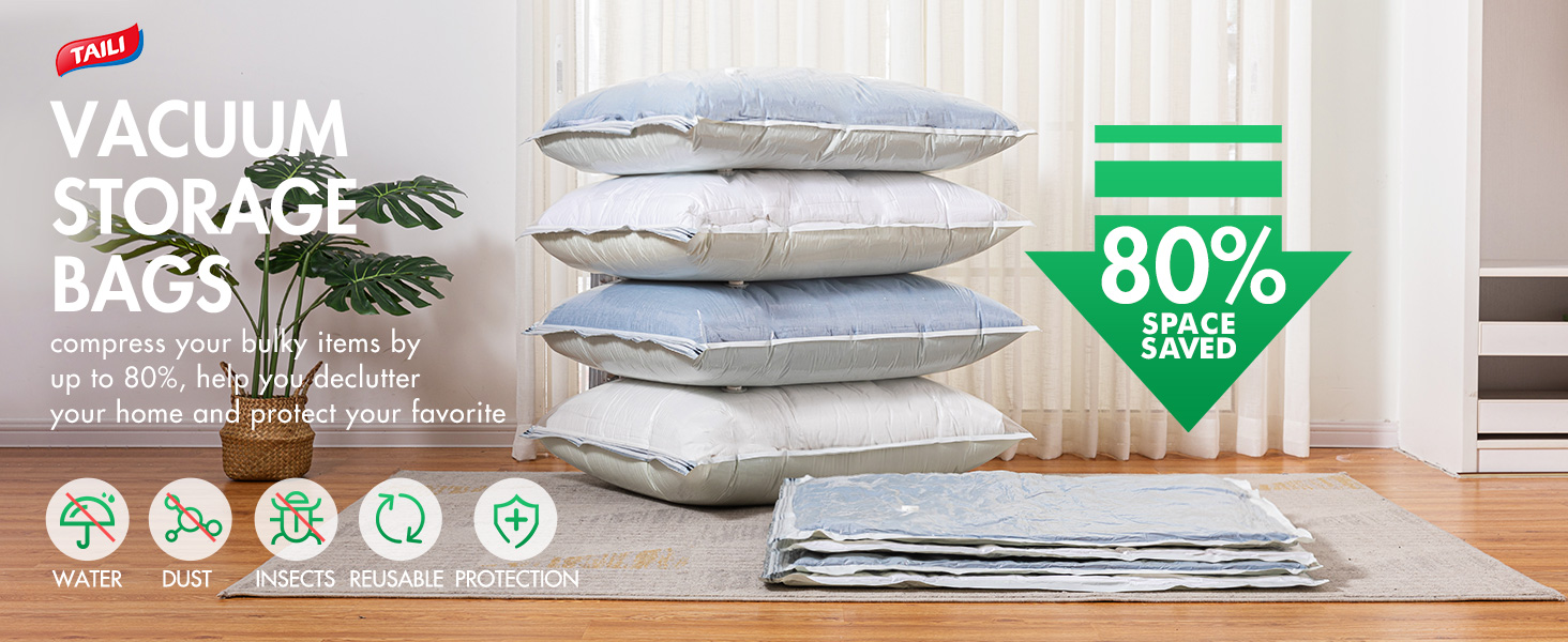 TAILI 6 Pack Vacuum Storage Bags for Comforter and Blankets