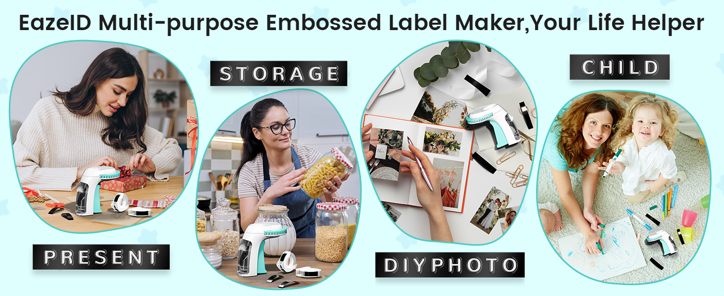 EazeID Embossing Label Maker Machine, Retro Embossed Label