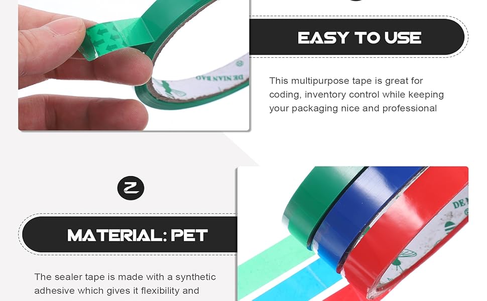 Bag Sealing Tapes 18pcs Produce Poly Bag Sealing Tape Colored Packing