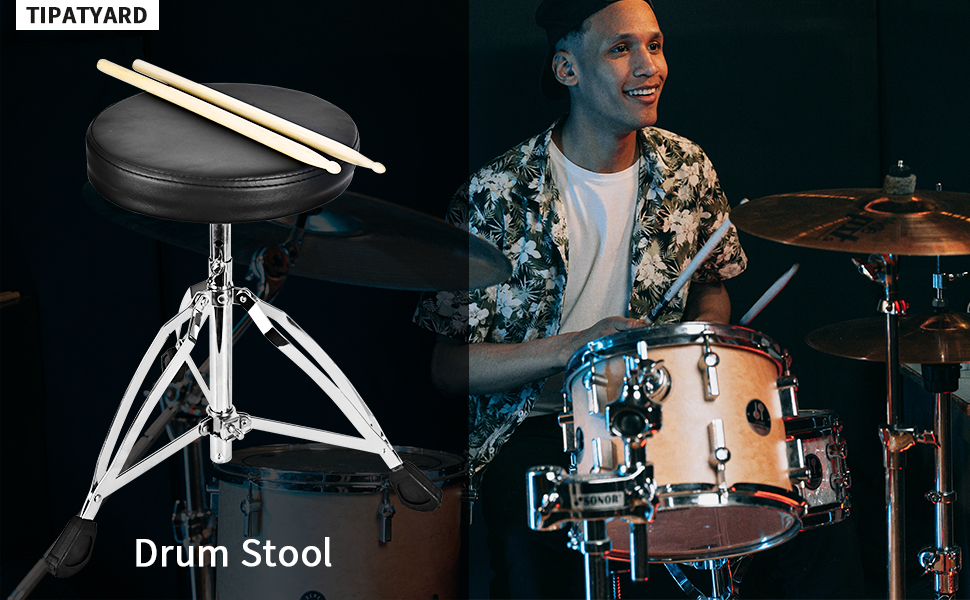 tipatyard Drum Throne Height Adjustable Padded Drum Seat