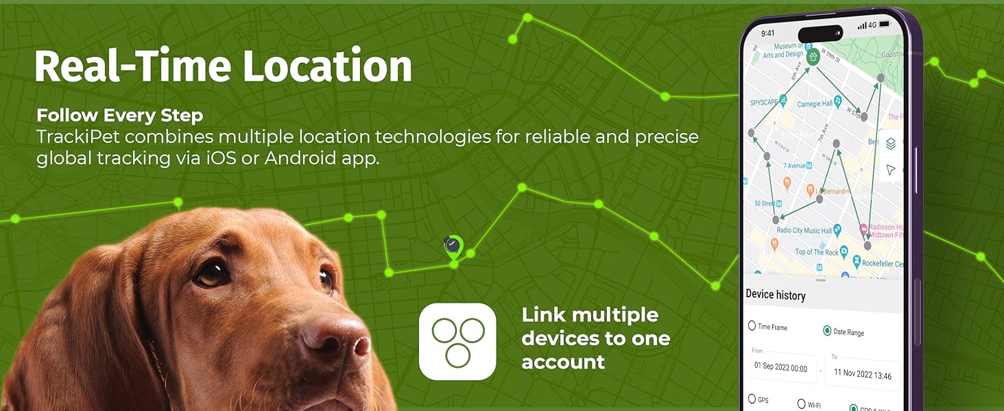 Tracki Dog GPS Tracker Tiny & Light 2G Waterproof Fits All Pet Collars