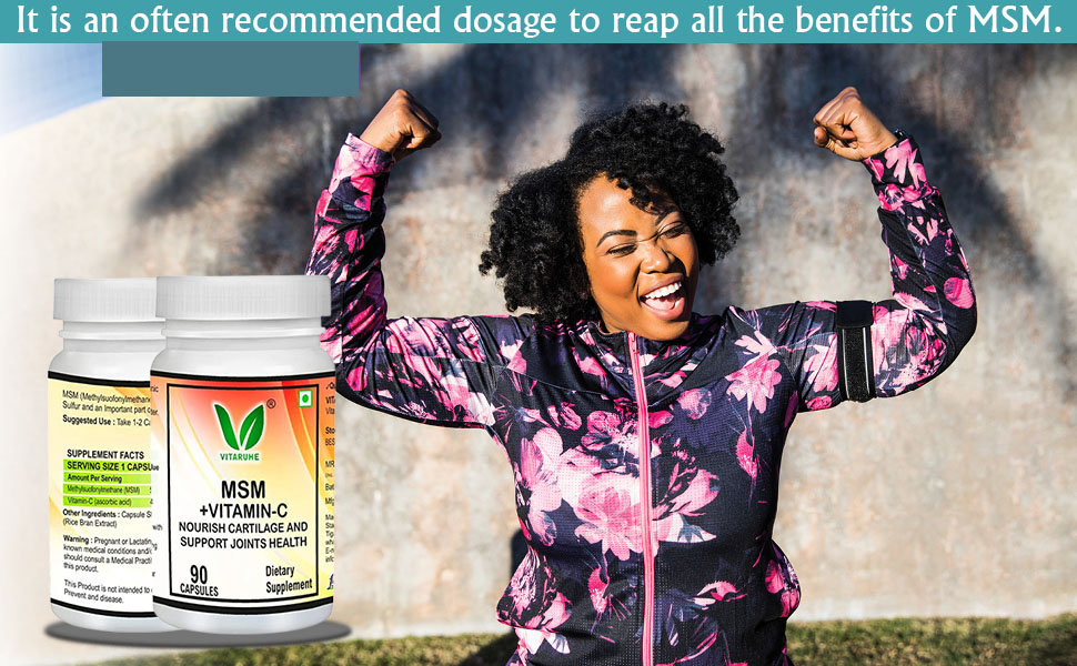 Vitaruhe® MSM Capsules with Vitamin C, 90 Capsules for 3 Months, Daily