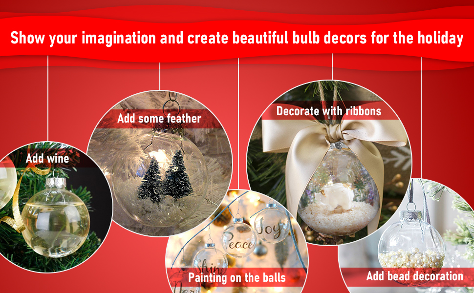 12 Pcs(3.15"/80mm) Clear Plastic Fillable Ball Ornament Set