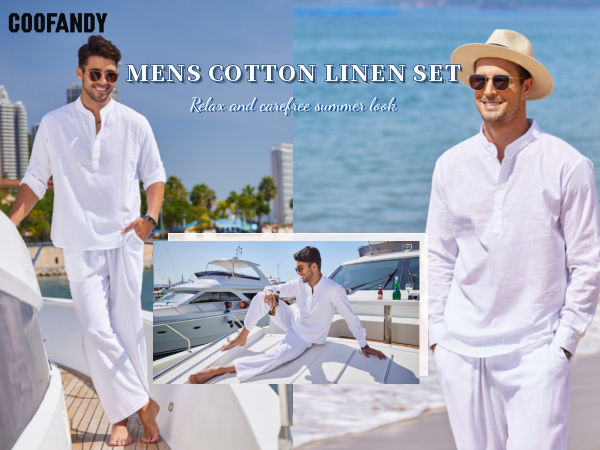 men's 2 piece linen sets