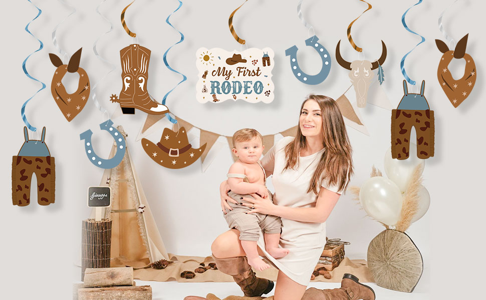 Cowboy 1st Birthday Hanging Decorations, My First Rodeo Birthday Decoration Western