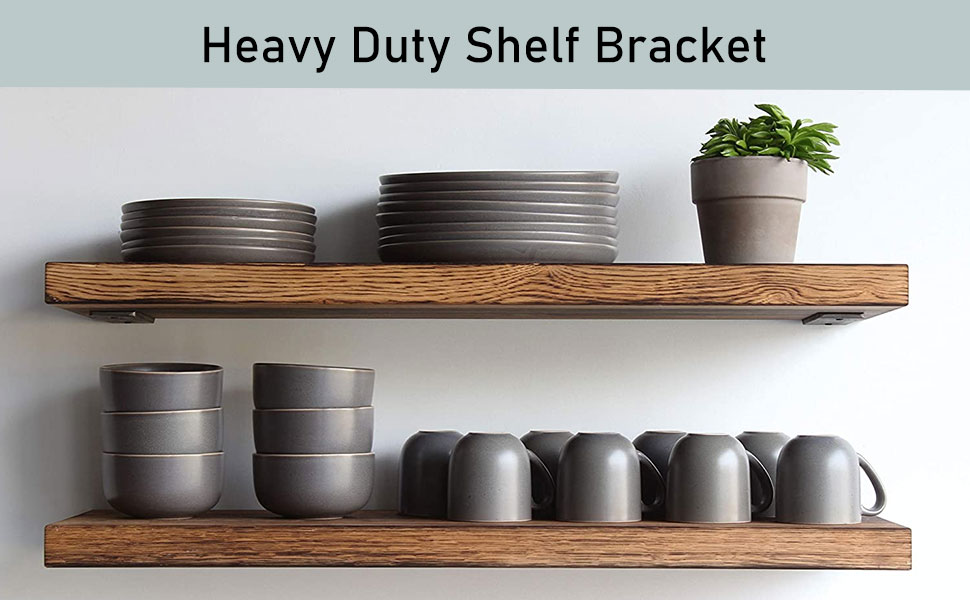 MLOQI Black Shelf Brackets Heavy Duty 5mm Thick Floating Shelf Brackets