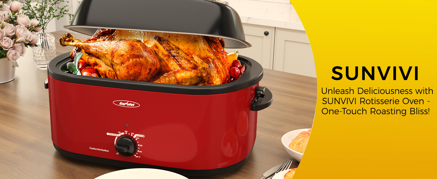 Sunvivi 22 Quart Electric Roaster Oven Turkey Roaster with
