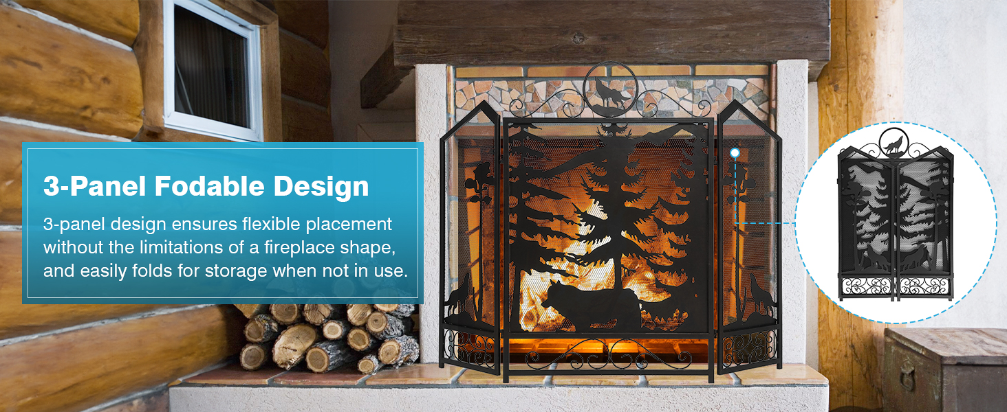 fireplace screen for brick stone marble fireplace, 3 panel fireplace screen modern