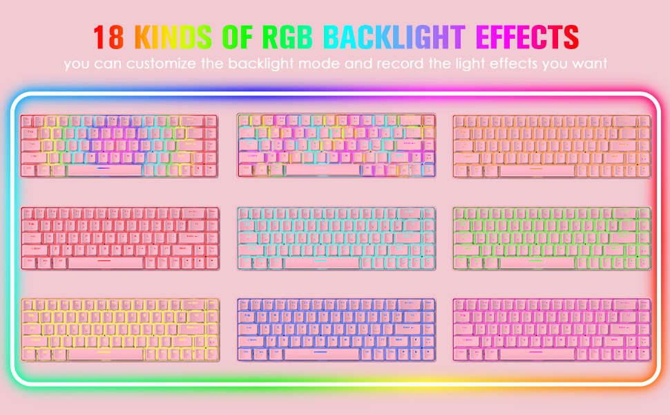 60 Mechanical Gaming Keyboard Blue Switch Mini 68 Keys
