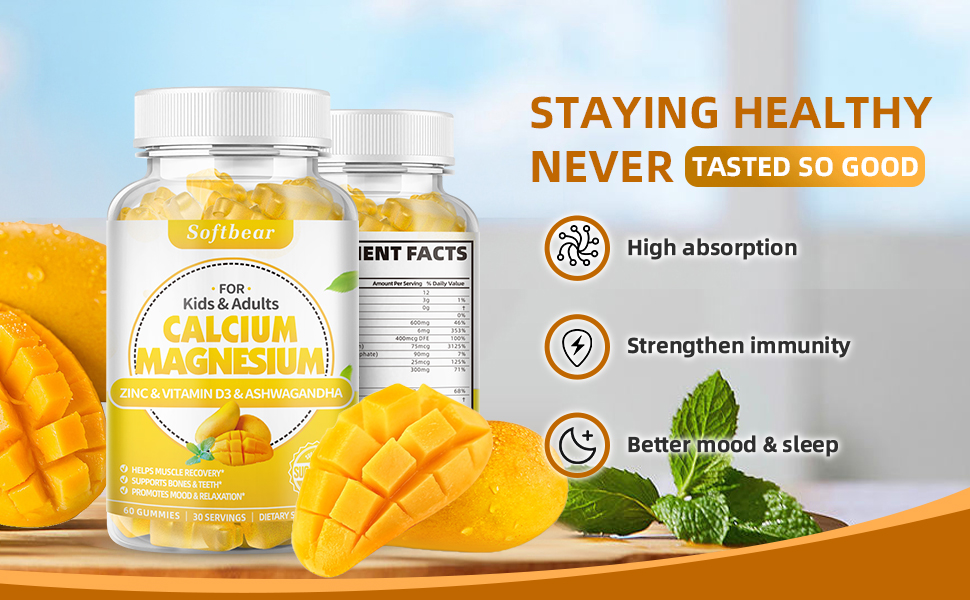 Calcium Magnesium Zinc Gummies, Sugar Free Calcium