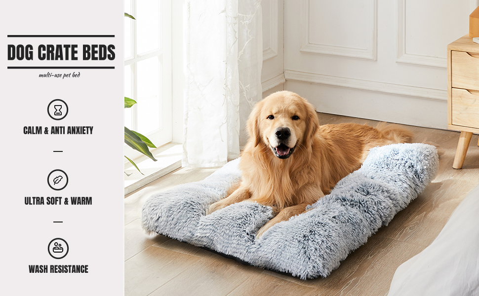 WAYIMPRESS Large Dog Crate Bed Crate Pad Mat for Medium