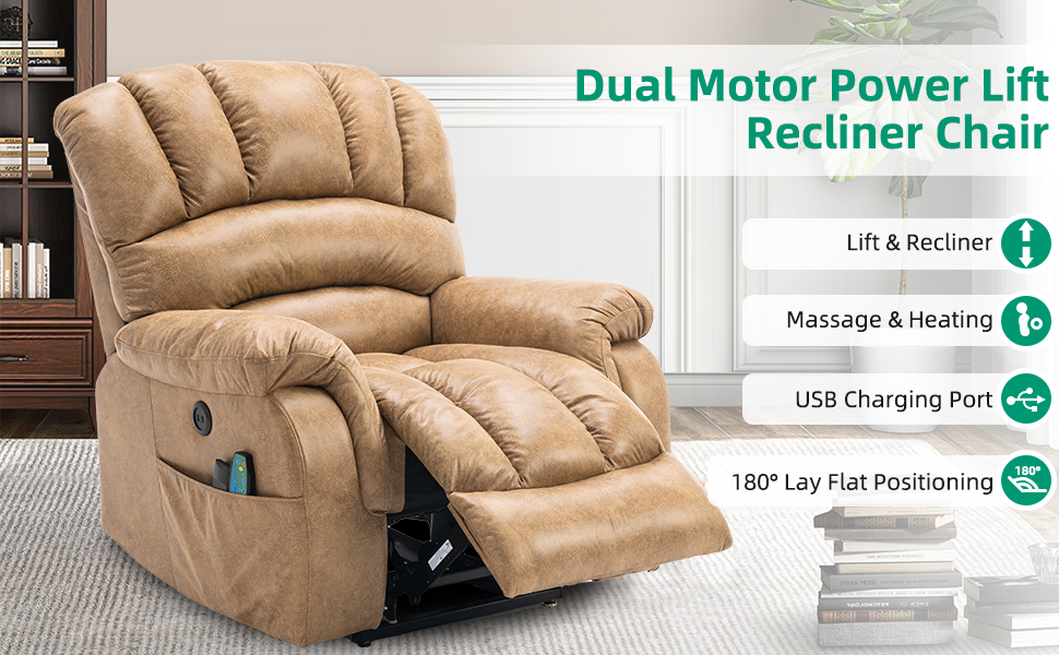 VIVIJASON Large Lay Flat Sleeping Dual Motor Lift Chair