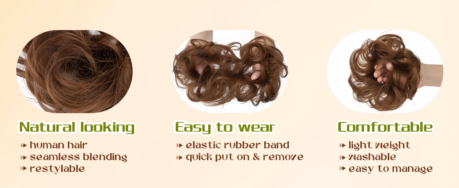 Hairro Hair Buns Hair Piece Human Hair Brown Hair Bun