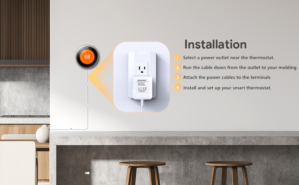 Thermostats 24 Volt Transformer C Wire Power Adapter for Nest, Ecobee