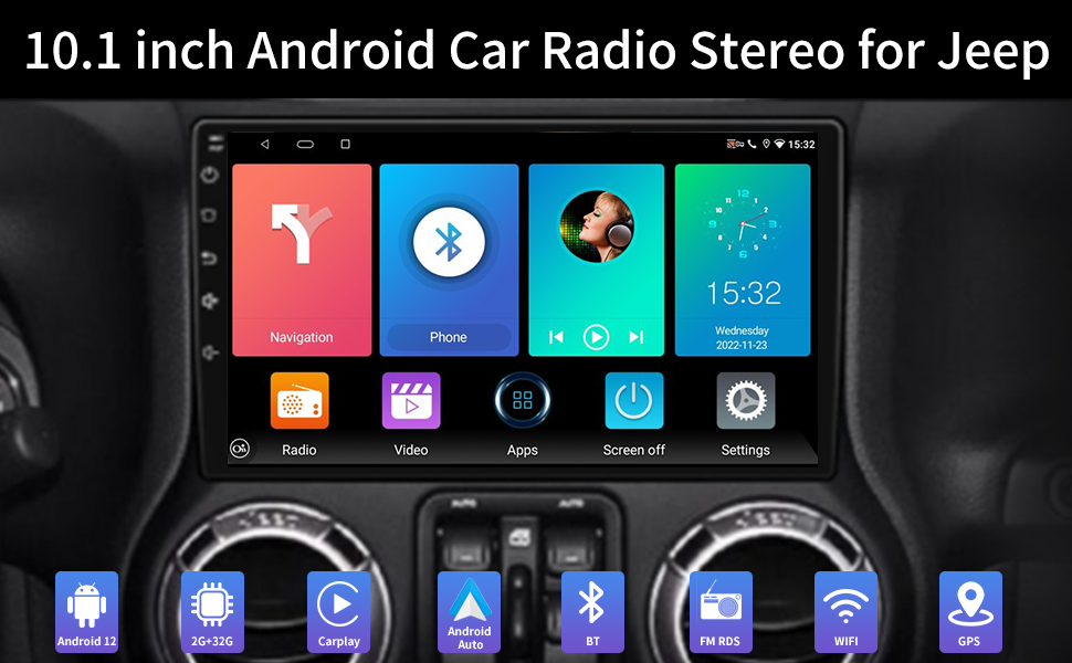 Bruynic 2023 New Upgrade Android 12 Car Radio Stereo for