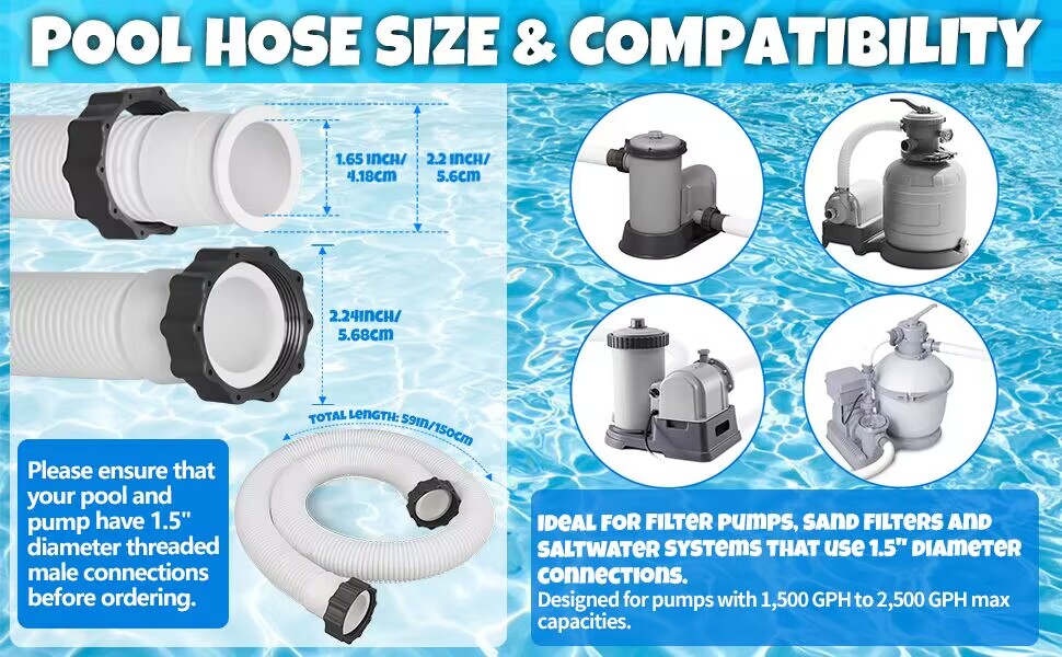 29060E Pool Pump Replacement Hoses for Above Ground Pools, Intex Pool Filter Hose 1.